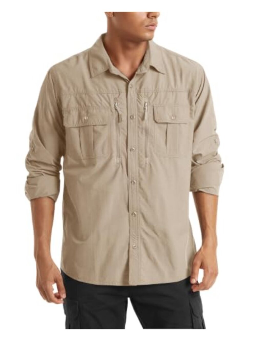 Men's Tactical Button-Down Shirt Quick Dry UV Protection Long Sleeve Hiking